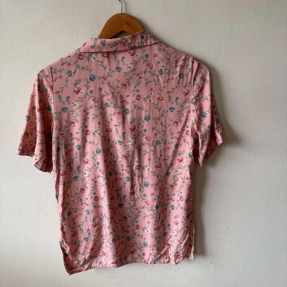 Vintage Pink Floral Top & Drawstring Shorts Set